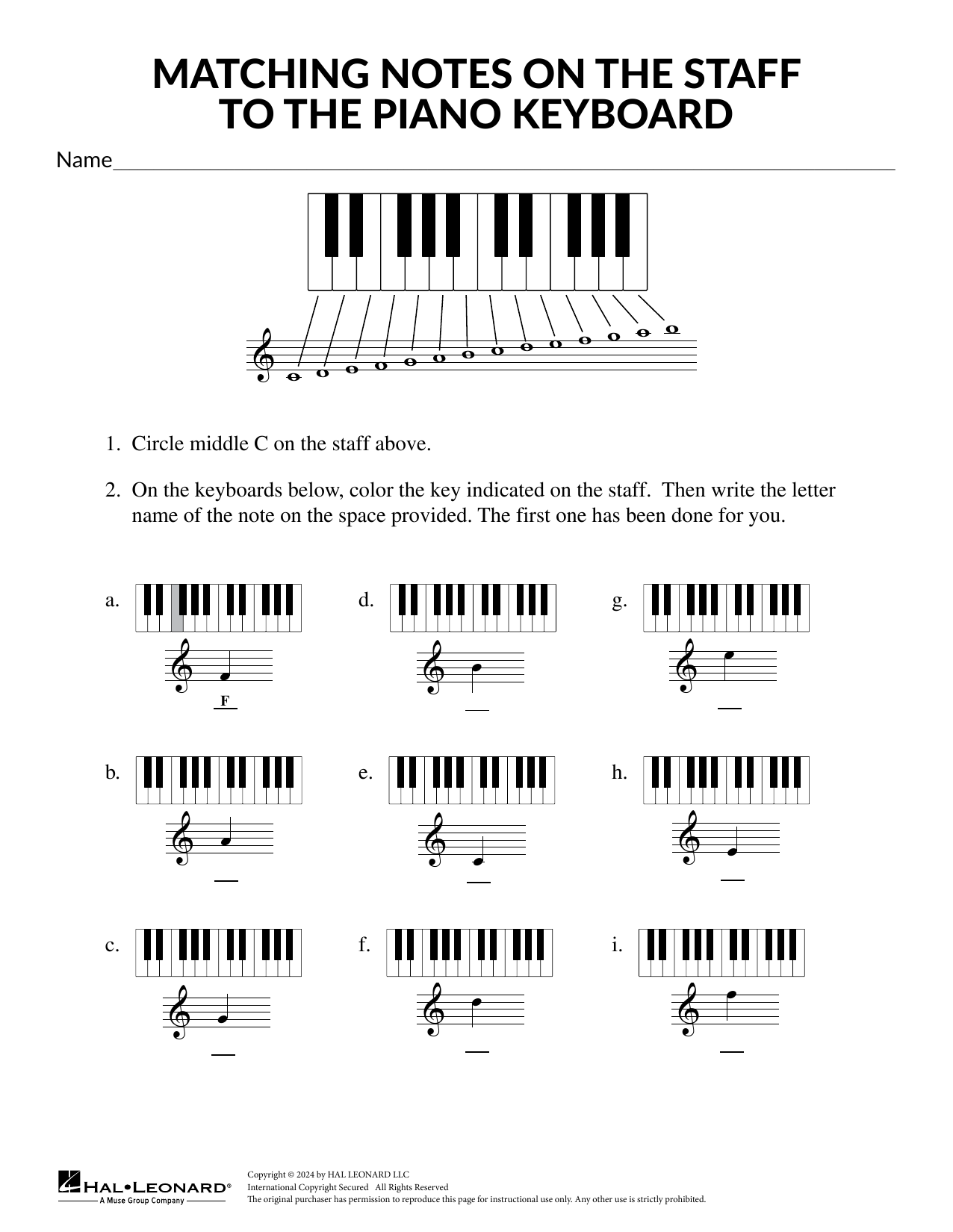 Mary Donnelly Matching Notes on the Staff to the Piano Keyboard sheet music notes and chords. Download Printable PDF.