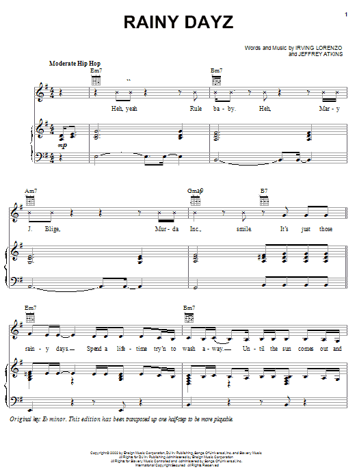 Learn to play Mary J. Blige Rainy Dayz (feat. Ja Rule) sheet music for Piano, Vocal & Guitar Chords (Right-Hand Melody) in minutes. Price: 7.8900$ Mary J. Blige Rainy Dayz (feat. Ja Rule) sheet music notes and chords arranged for Piano, Vocal & Guitar Chords (Right-Hand Melody)