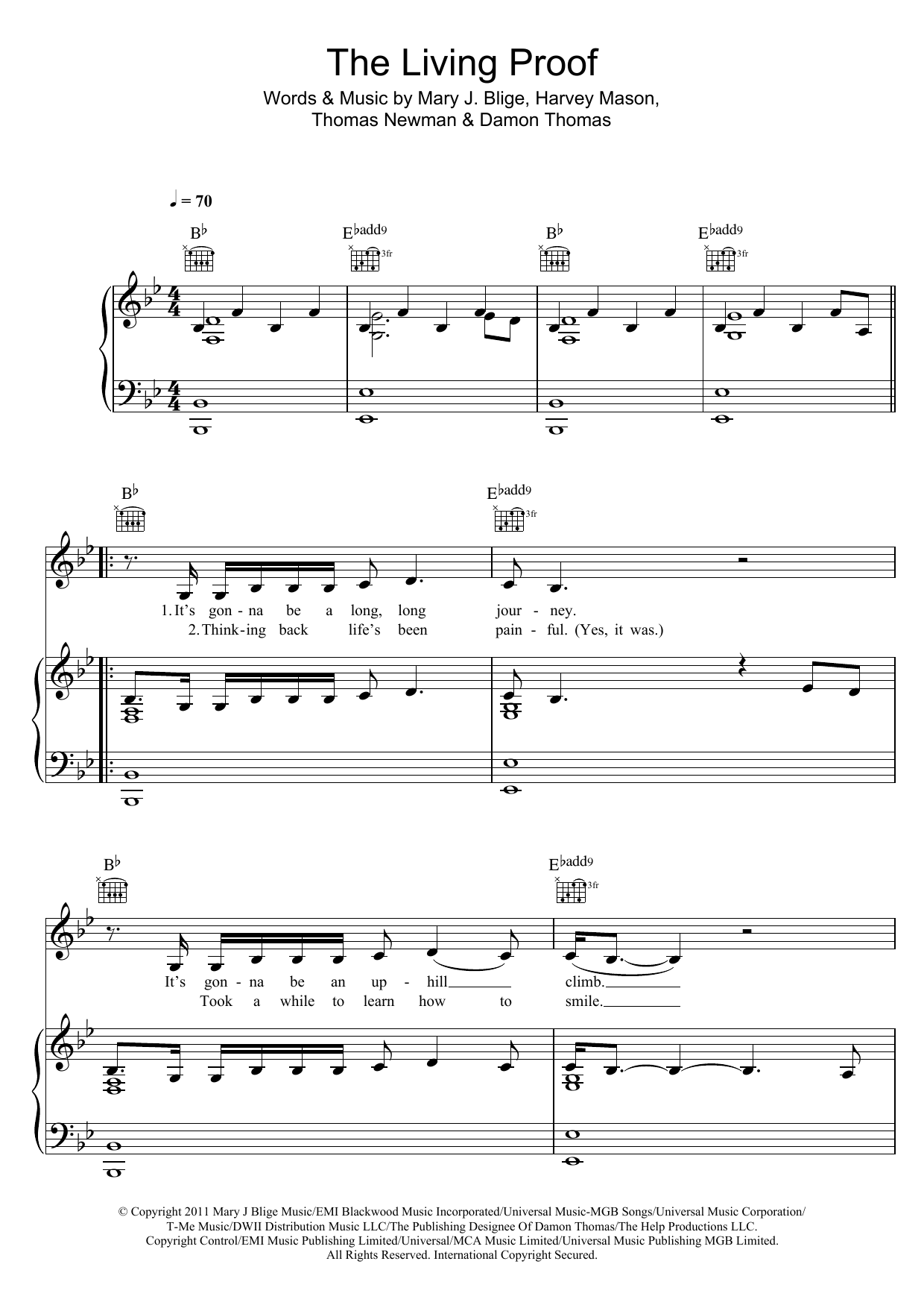 Mary J. Blige Living Proof (From The Help) sheet music notes and chords. Download Printable PDF.