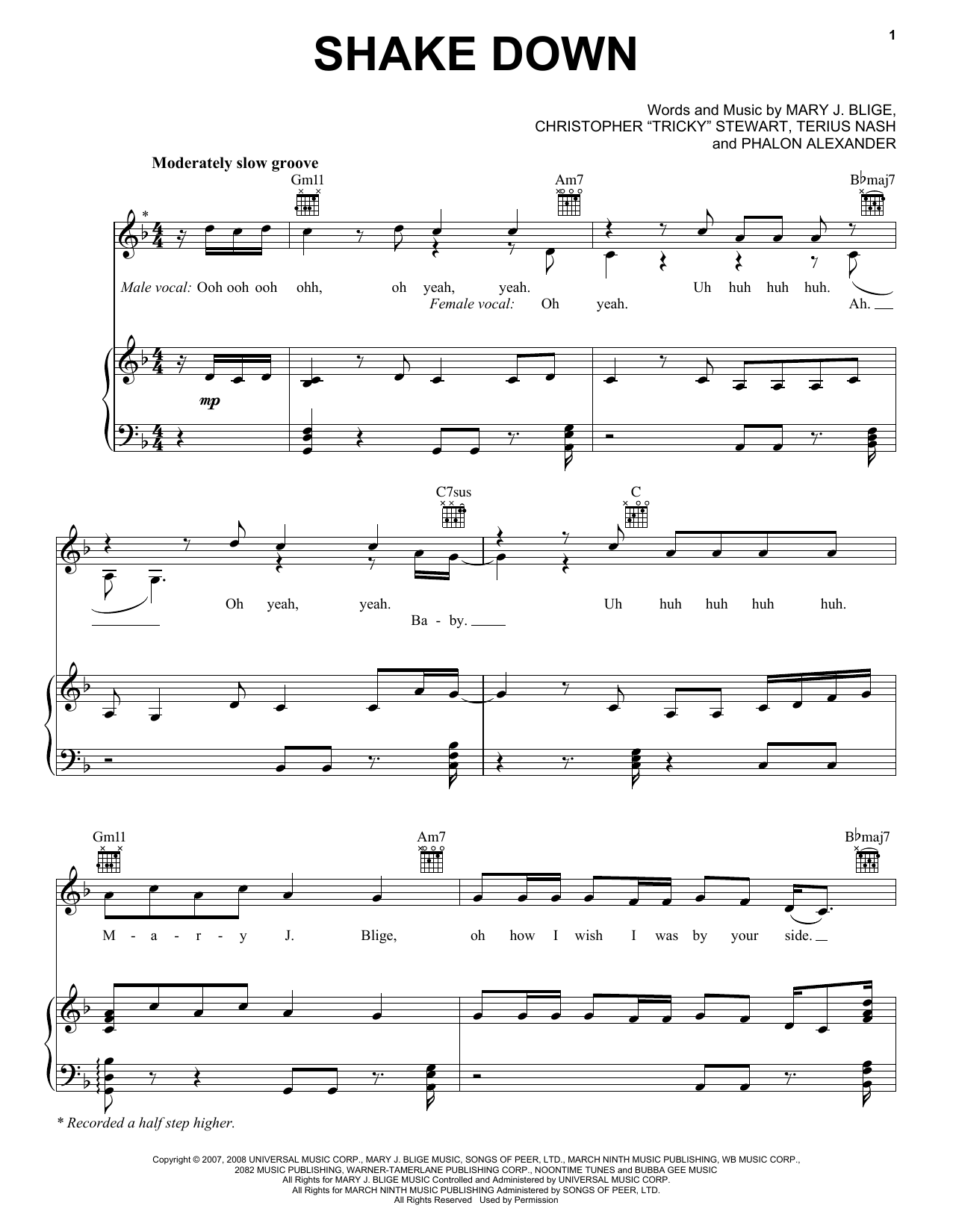 Learn to play Mary J. Blige Shake Down sheet music for Piano, Vocal & Guitar Chords (Right-Hand Melody) in minutes. Price: 7.8900$ Mary J. Blige Shake Down sheet music notes and chords arranged for Piano, Vocal & Guitar Chords (Right-Hand Melody)