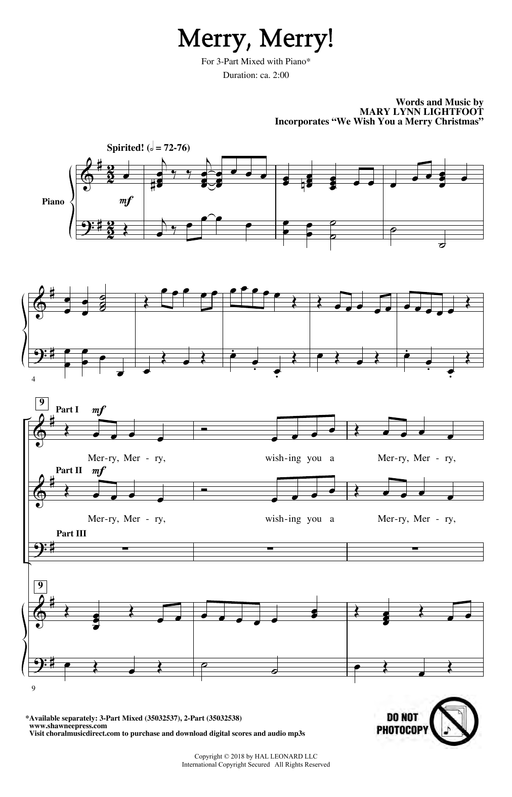 Mary Lynn Lightfoot Merry, Merry! sheet music notes and chords. Download Printable PDF.