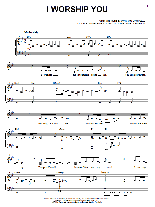 Mary Mary I Worship You sheet music notes and chords arranged for Piano, Vocal & Guitar Chords (Right-Hand Melody)