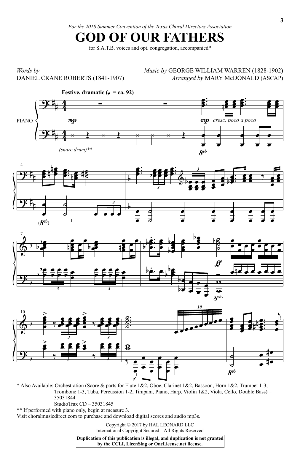 Mary McDonald God Of Our Fathers sheet music notes and chords. Download Printable PDF.