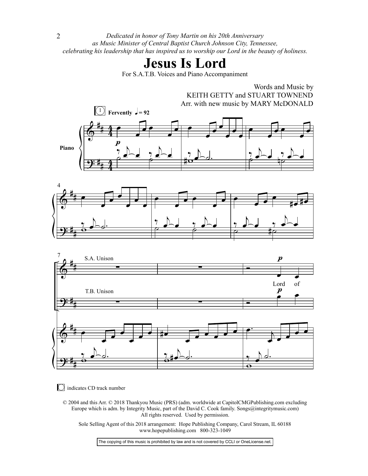 Learn to play Mary McDonald Jesus Is Lord sheet music for SATB Choir in minutes. Price: 3.9900$ Mary McDonald Jesus Is Lord sheet music notes and chords arranged for SATB Choir