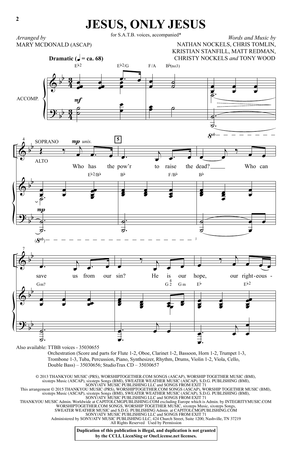 Mary McDonald Jesus, Only Jesus sheet music notes and chords. Download Printable PDF.