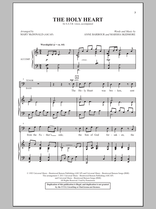 Mary McDonald The Holy Heart sheet music notes and chords. Download Printable PDF.