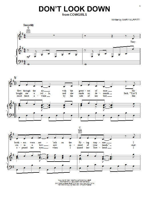Learn to play Mary Murfitt Don't Look Down sheet music for Piano, Vocal & Guitar Chords (Right-Hand Melody) in minutes. Price: 7.8900$ Mary Murfitt Don't Look Down sheet music notes and chords arranged for Piano, Vocal & Guitar Chords (Right-Hand Melody)