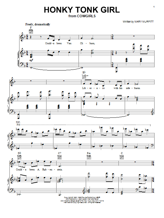 Learn to play Mary Murfitt Honky Tonk Girl sheet music for Piano, Vocal & Guitar Chords (Right-Hand Melody) in minutes. Price: 7.8900$ Mary Murfitt Honky Tonk Girl sheet music notes and chords arranged for Piano, Vocal & Guitar Chords (Right-Hand Melody)
