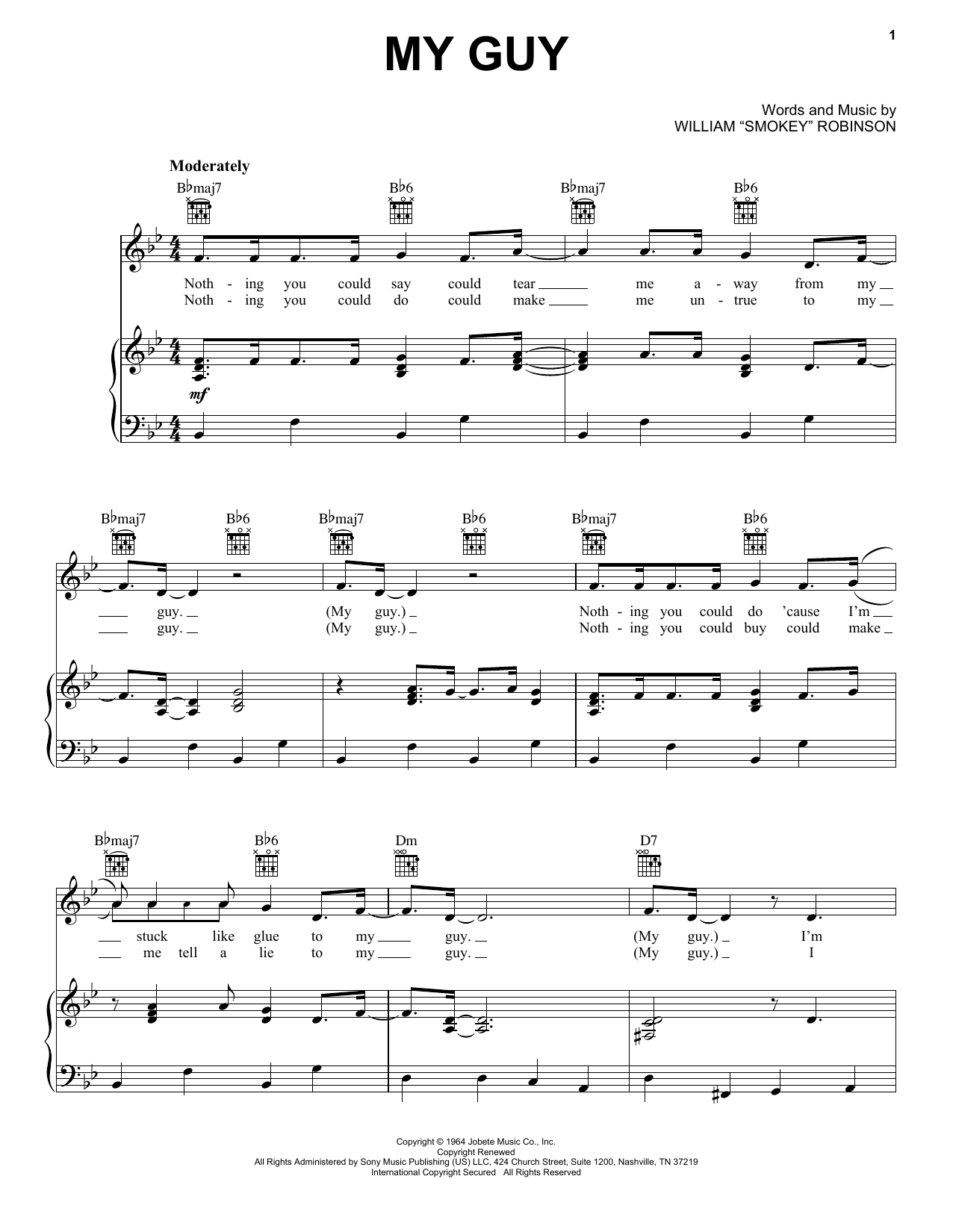 Mary Wells My Guy sheet music notes and chords. Download Printable PDF.