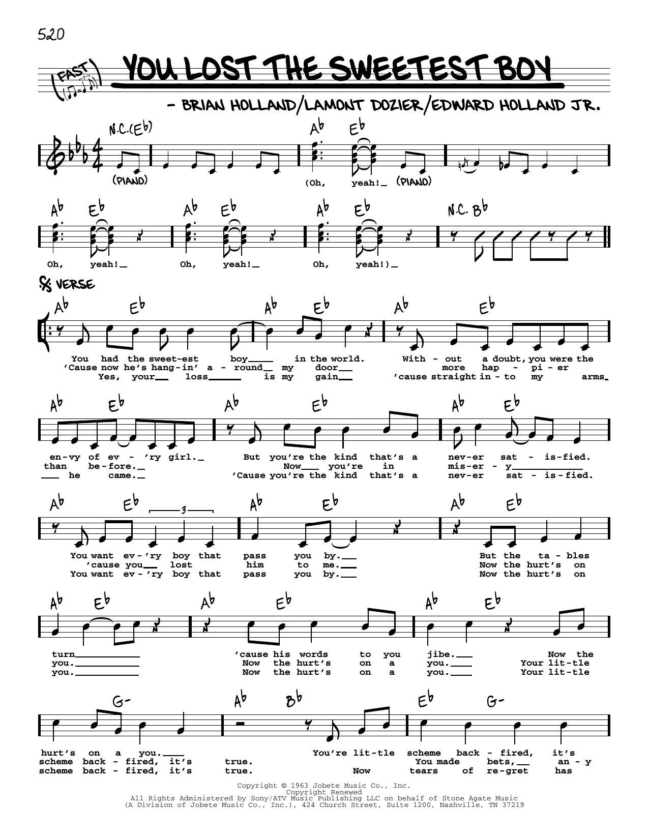 Learn to play Mary Wells You Lost The Sweetest Boy sheet music for Real Book – Melody & Chords in minutes. Price: 5.9900$ Mary Wells You Lost The Sweetest Boy sheet music notes and chords arranged for Real Book – Melody & Chords