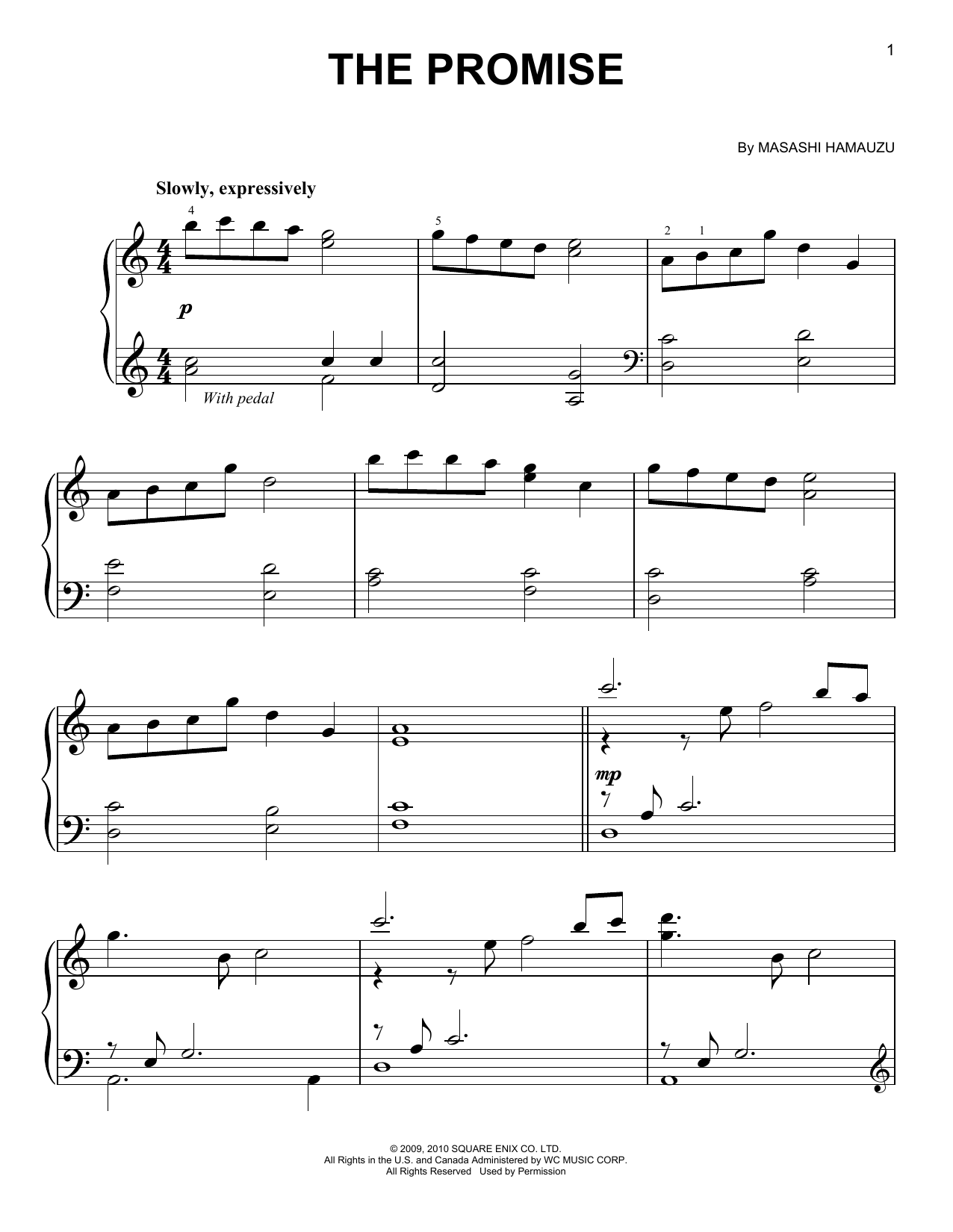 Masashi Hamauzu The Promise (from Final Fantasy XIII) sheet music notes and chords. Download Printable PDF.