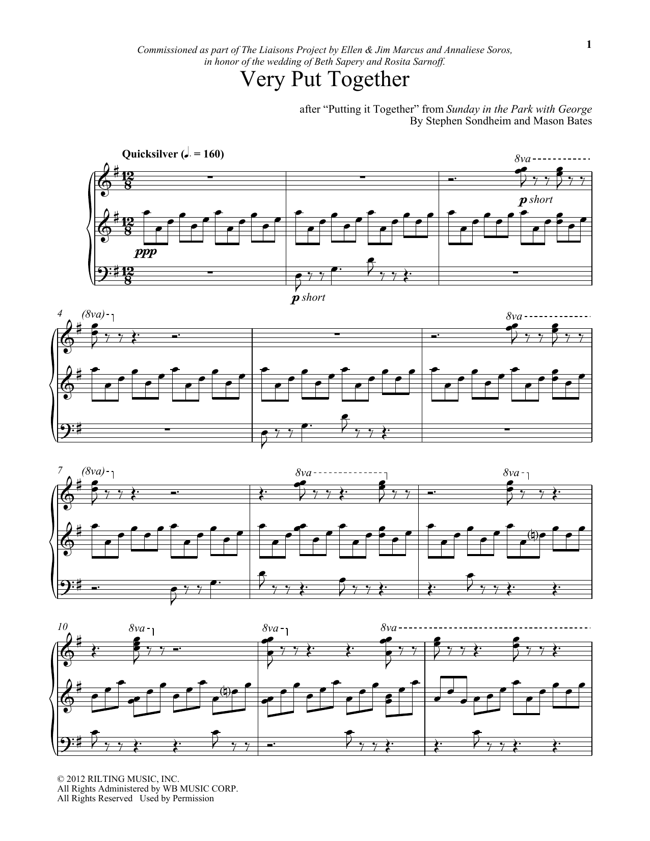 Learn to play Stephen Sondheim Very Put Together (arr. Mason Bates) sheet music for Piano Solo in minutes. Price: 7.8900$ Stephen Sondheim Very Put Together (arr. Mason Bates) sheet music notes and chords arranged for Piano Solo