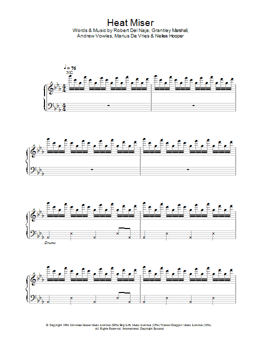 Massive Attack Heat Miser sheet music notes and chords arranged for Piano Solo