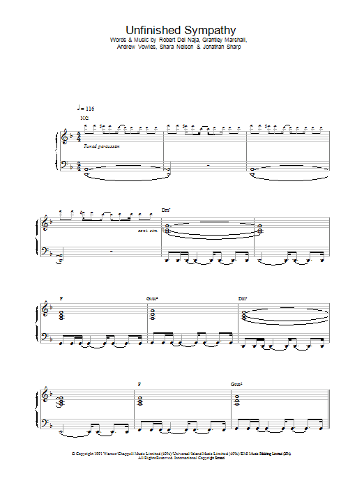 Learn to play Massive Attack Unfinished Sympathy sheet music for Piano, Vocal & Guitar Chords in minutes. Price: 7.8900$ Massive Attack Unfinished Sympathy sheet music notes and chords arranged for Piano, Vocal & Guitar Chords