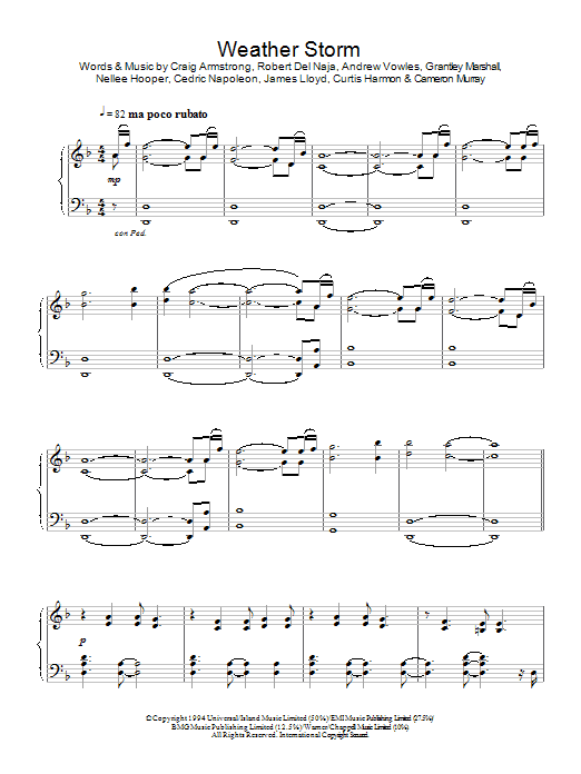 Learn to play Craig Armstrong Weather Storm sheet music for Piano Solo in minutes. Price: 7.8900$ Craig Armstrong Weather Storm sheet music notes and chords arranged for Piano Solo