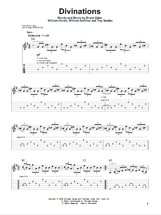 Mastodon Divinations sheet music notes and chords. Download Printable PDF.