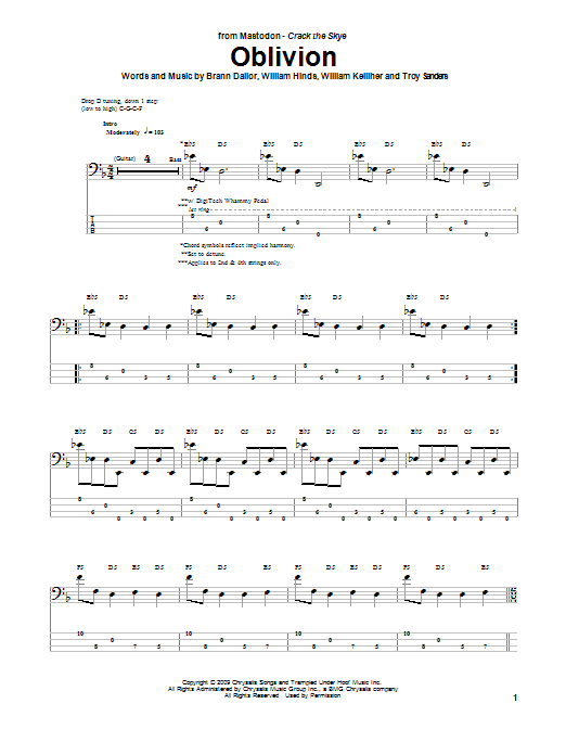 Mastodon Oblivion sheet music notes and chords. Download Printable PDF.