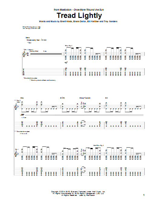 Mastodon Tread Lightly sheet music notes and chords. Download Printable PDF.