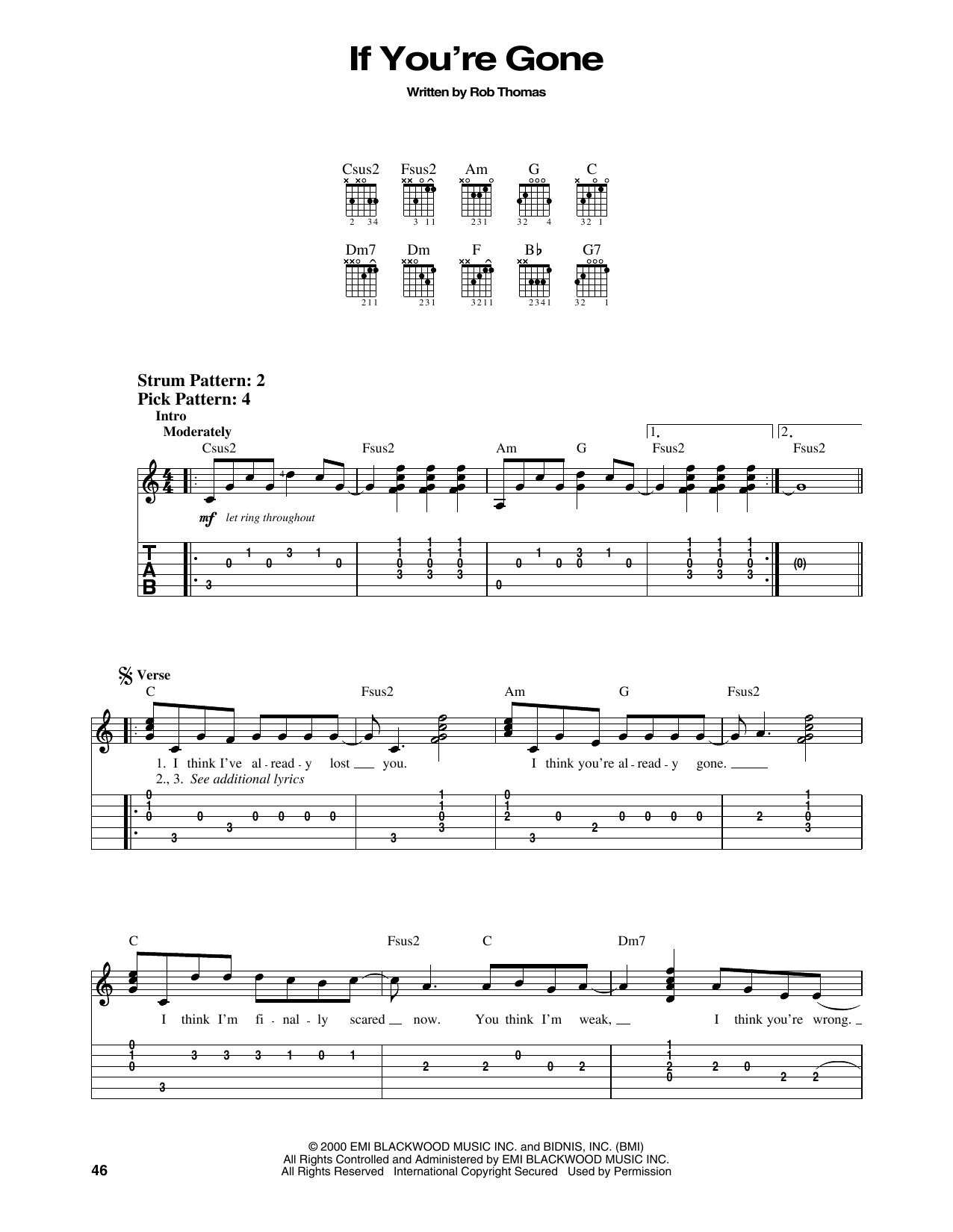 Matchbox Twenty If You're Gone sheet music notes and chords. Download Printable PDF.