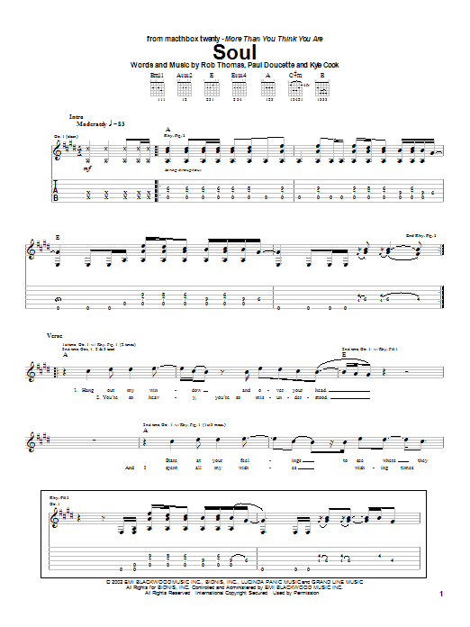 Learn to play Matchbox Twenty Soul sheet music for Guitar Tab in minutes. Price: 7.8900$ Matchbox Twenty Soul sheet music notes and chords arranged for Guitar Tab