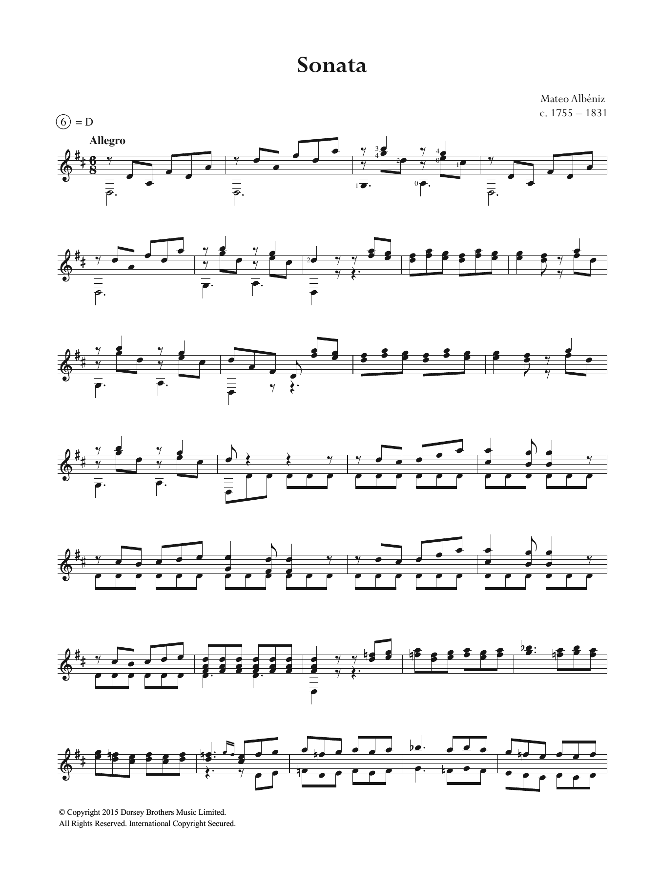 Mateo Albeniz Sonata sheet music notes and chords. Download Printable PDF.