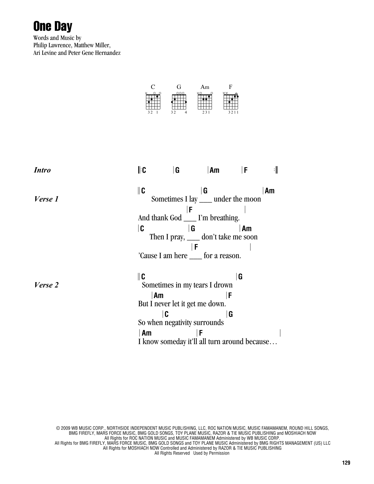 Matisyahu One Day sheet music notes and chords. Download Printable PDF.