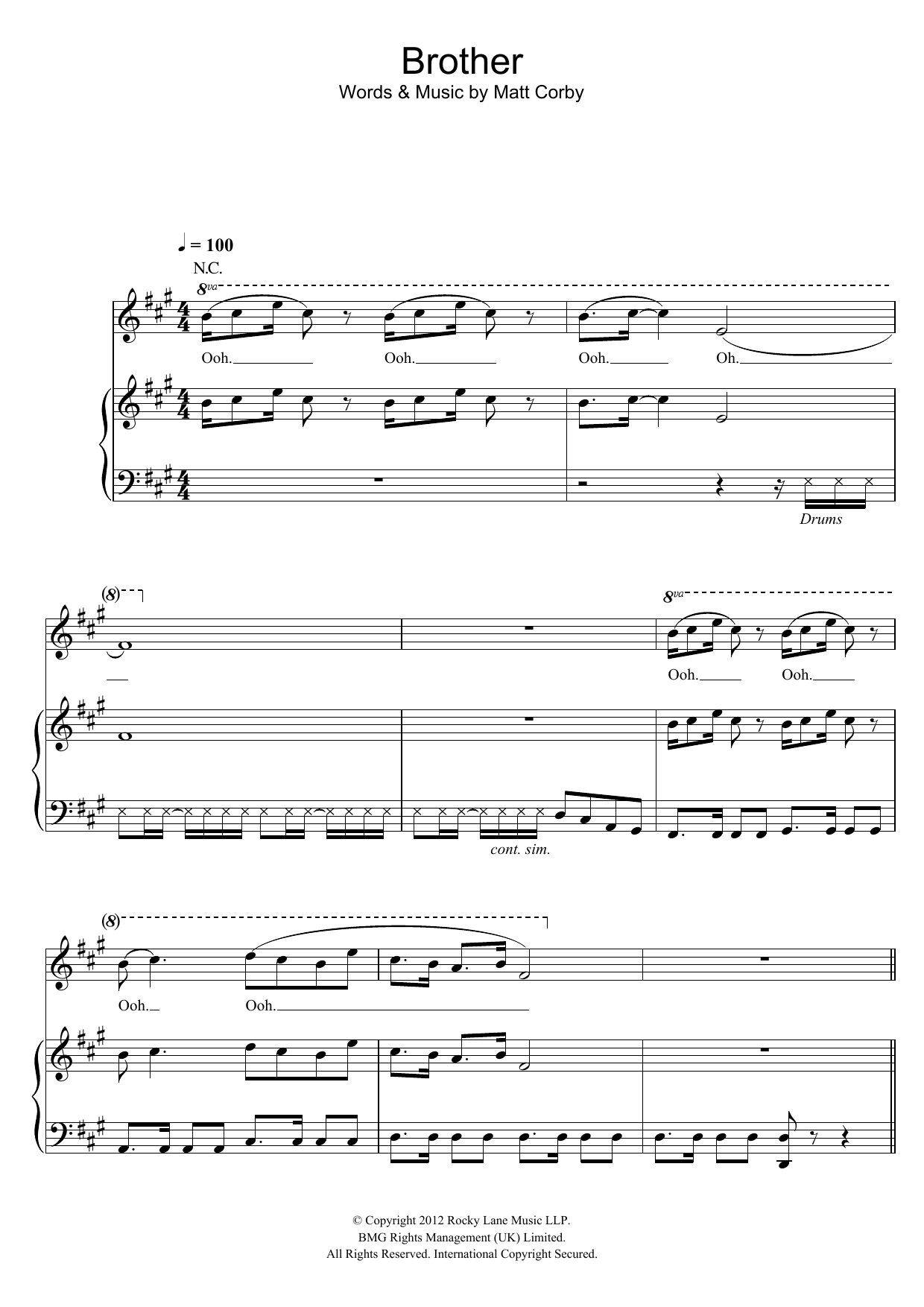 Matt Corby Brother sheet music notes and chords. Download Printable PDF.