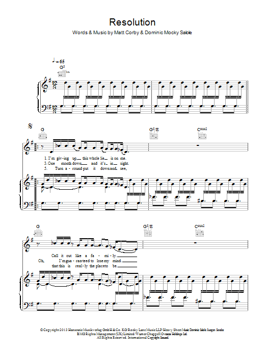 Learn to play Matt Corby Resolution sheet music for Piano, Vocal & Guitar Chords in minutes. Price: 7.8900$ Matt Corby Resolution sheet music notes and chords arranged for Piano, Vocal & Guitar Chords