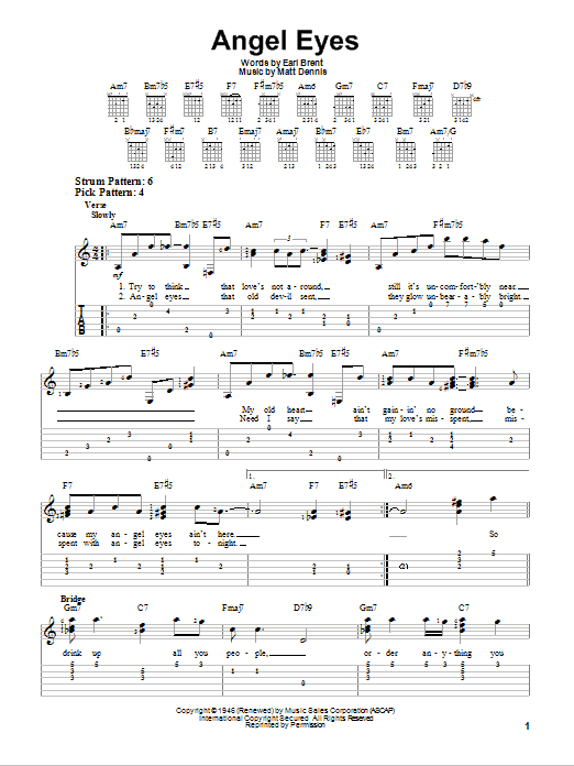 Matt Dennis Angel Eyes sheet music notes and chords. Download Printable PDF.