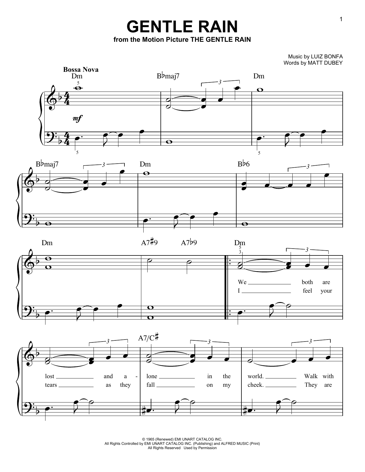 Matt Dubey Gentle Rain sheet music notes and chords. Download Printable PDF.