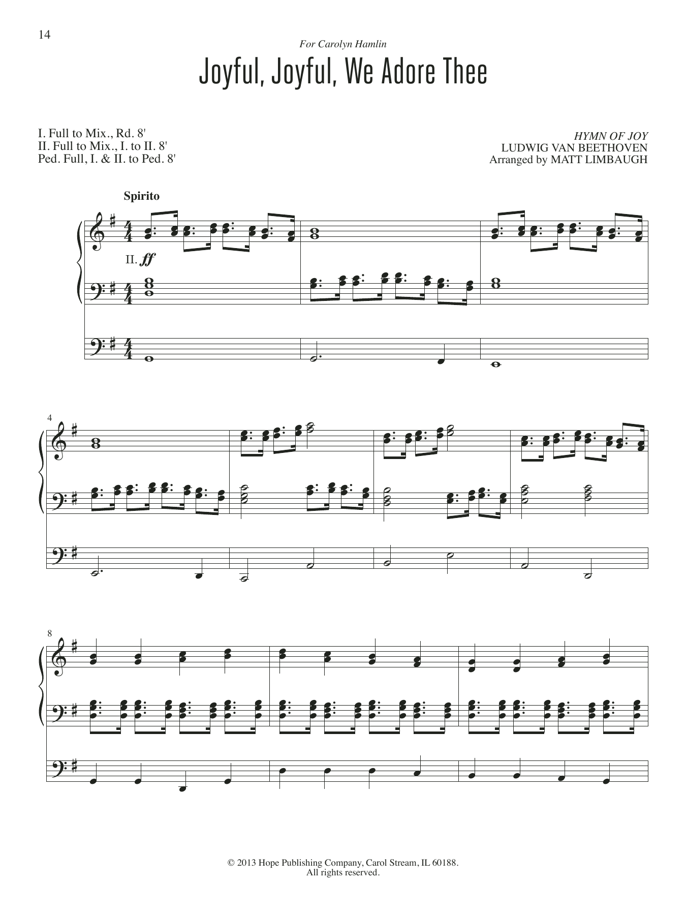 Matt Limbaugh Joyful, Joyful, We Adore Thee sheet music notes and chords. Download Printable PDF.