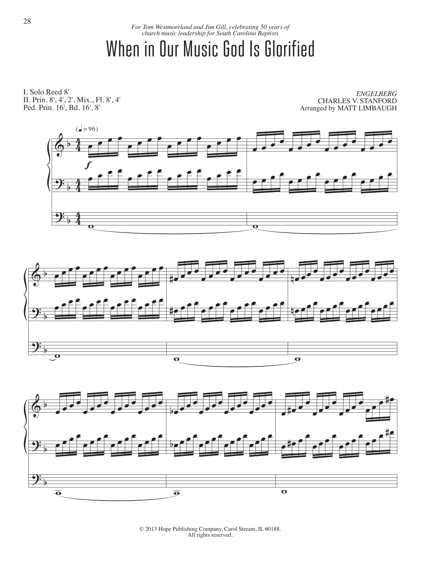 Matt Limbaugh When in Our Music God Is Glorified sheet music notes and chords. Download Printable PDF.