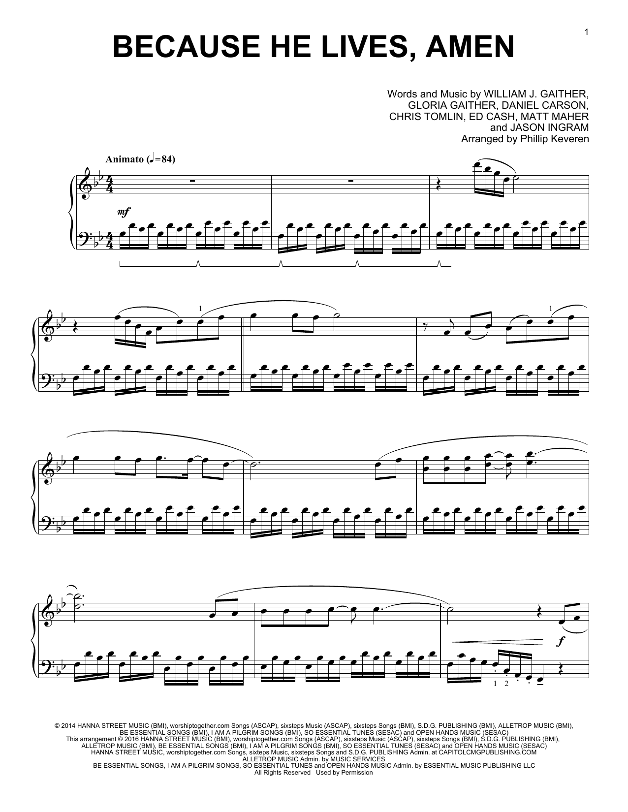 Learn to play Phillip Keveren Because He Lives, Amen sheet music for Piano Solo in minutes. Price: 7.8900$ Phillip Keveren Because He Lives, Amen sheet music notes and chords arranged for Piano Solo