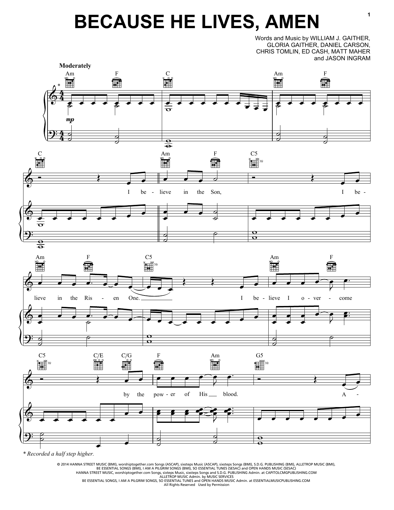 Matt Maher Because He Lives, Amen sheet music notes and chords. Download Printable PDF.