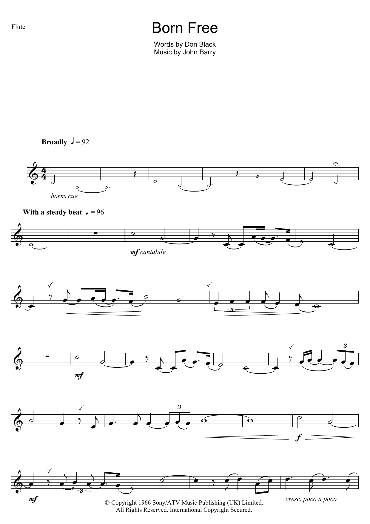 Matt Monro Born Free sheet music notes and chords. Download Printable PDF.