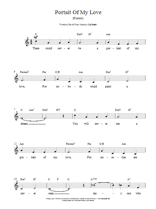 Cyril Ornadel Portrait Of My Love sheet music notes and chords. Download Printable PDF.