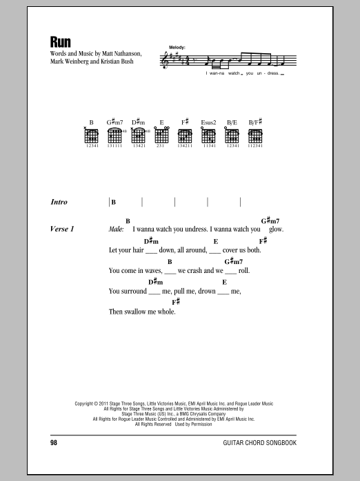 Matt Nathanson Run sheet music notes and chords. Download Printable PDF.