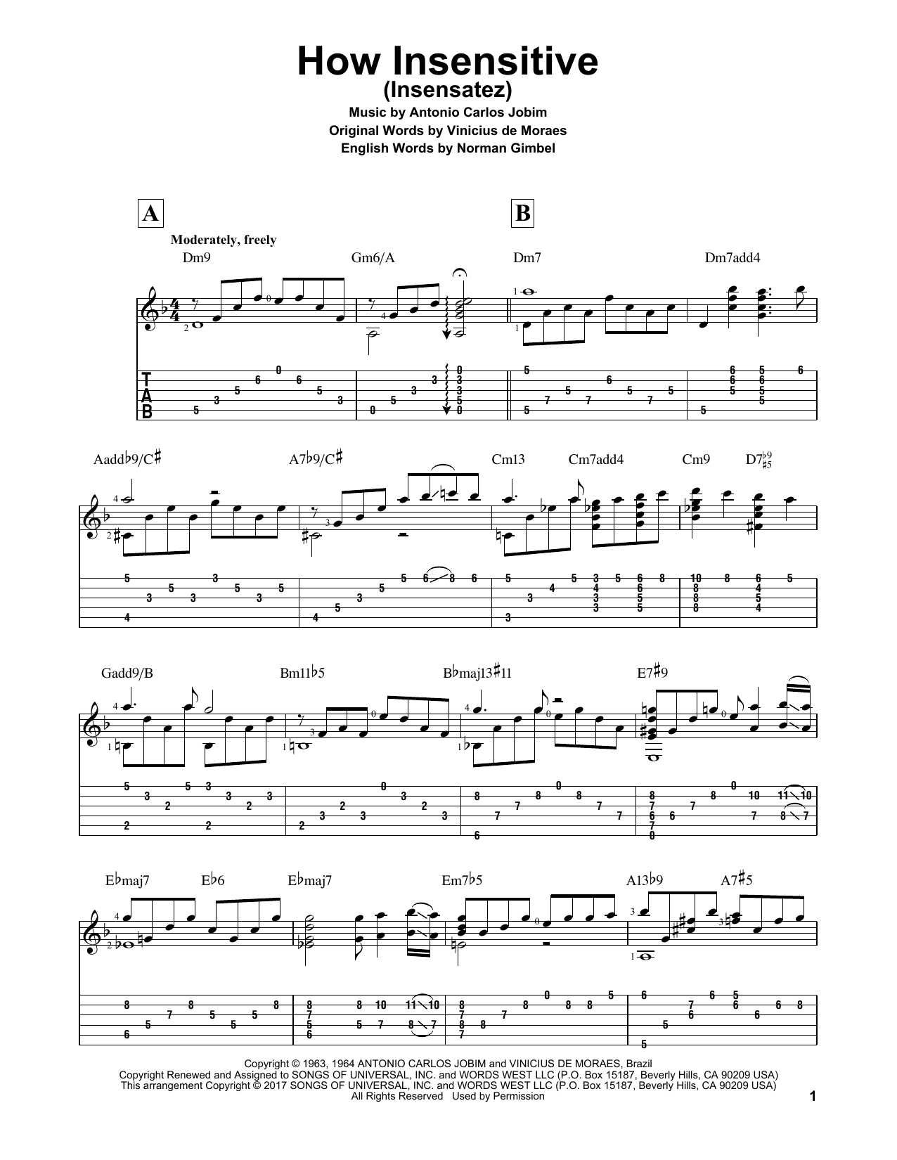 Matt Otten How Insensitive (Insensatez) sheet music notes and chords. Download Printable PDF.