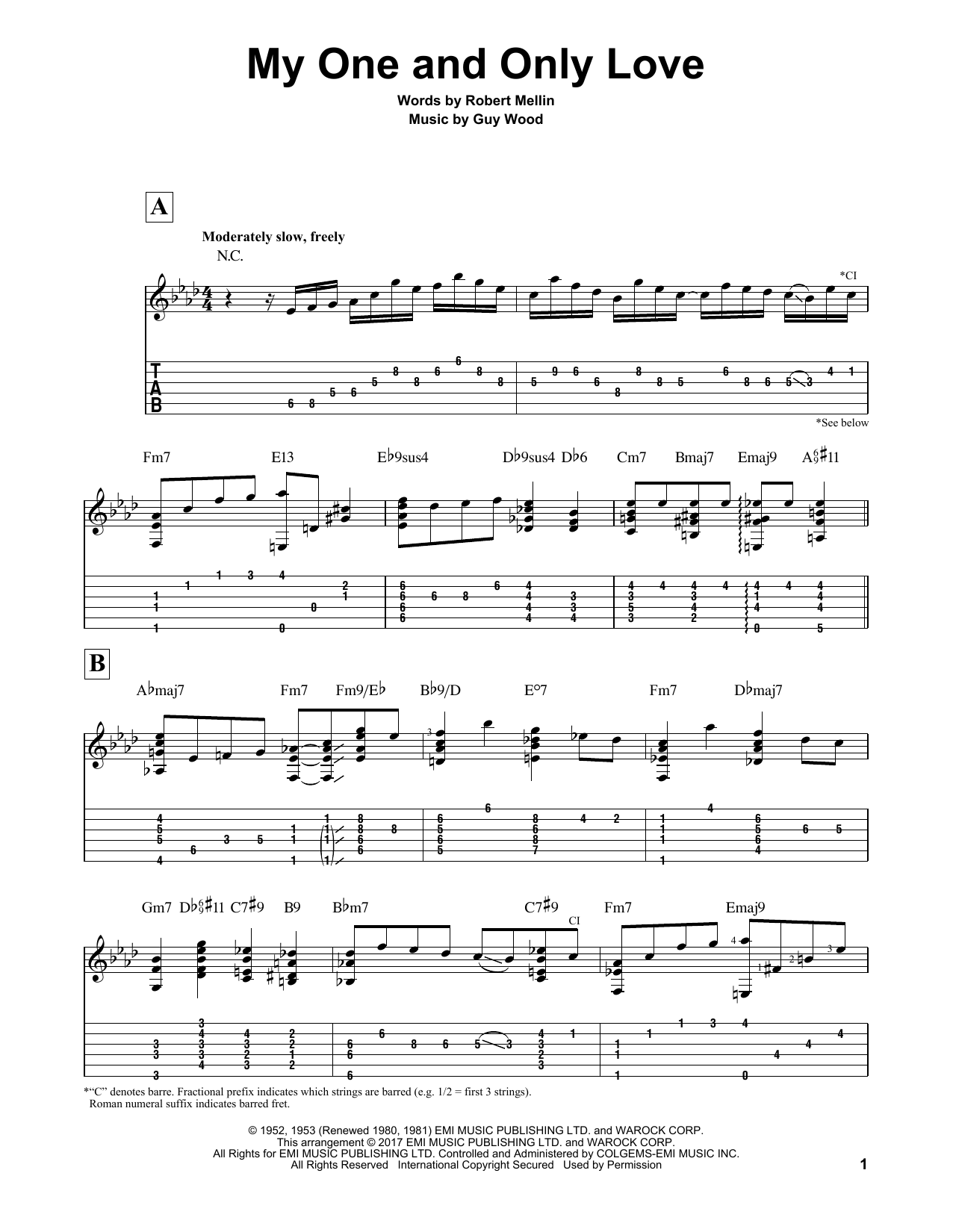 Matt Otten My One And Only Love sheet music notes and chords. Download Printable PDF.