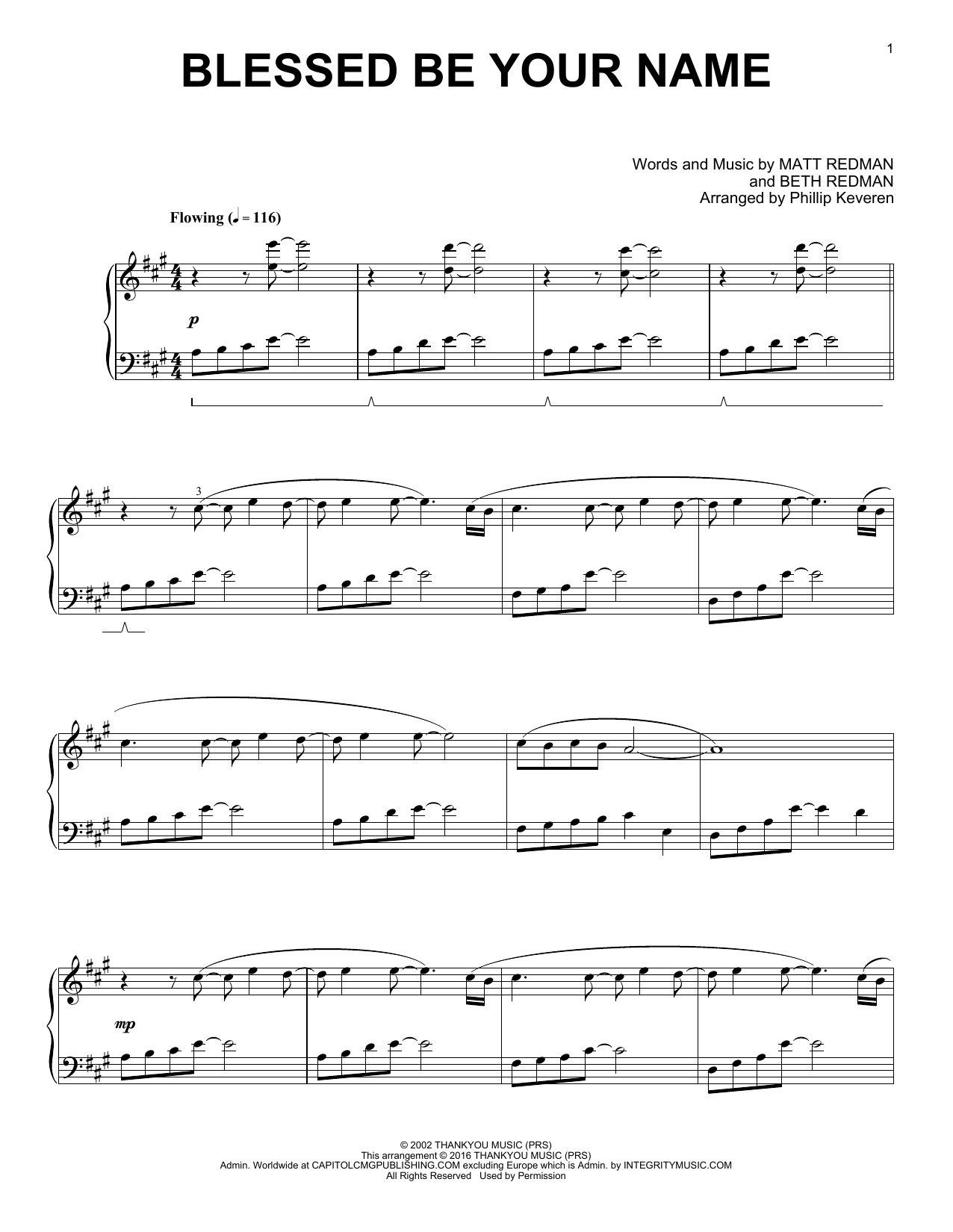 Matt Redman Blessed Be Your Name (arr. Phillip Keveren) sheet music notes and chords. Download Printable PDF.