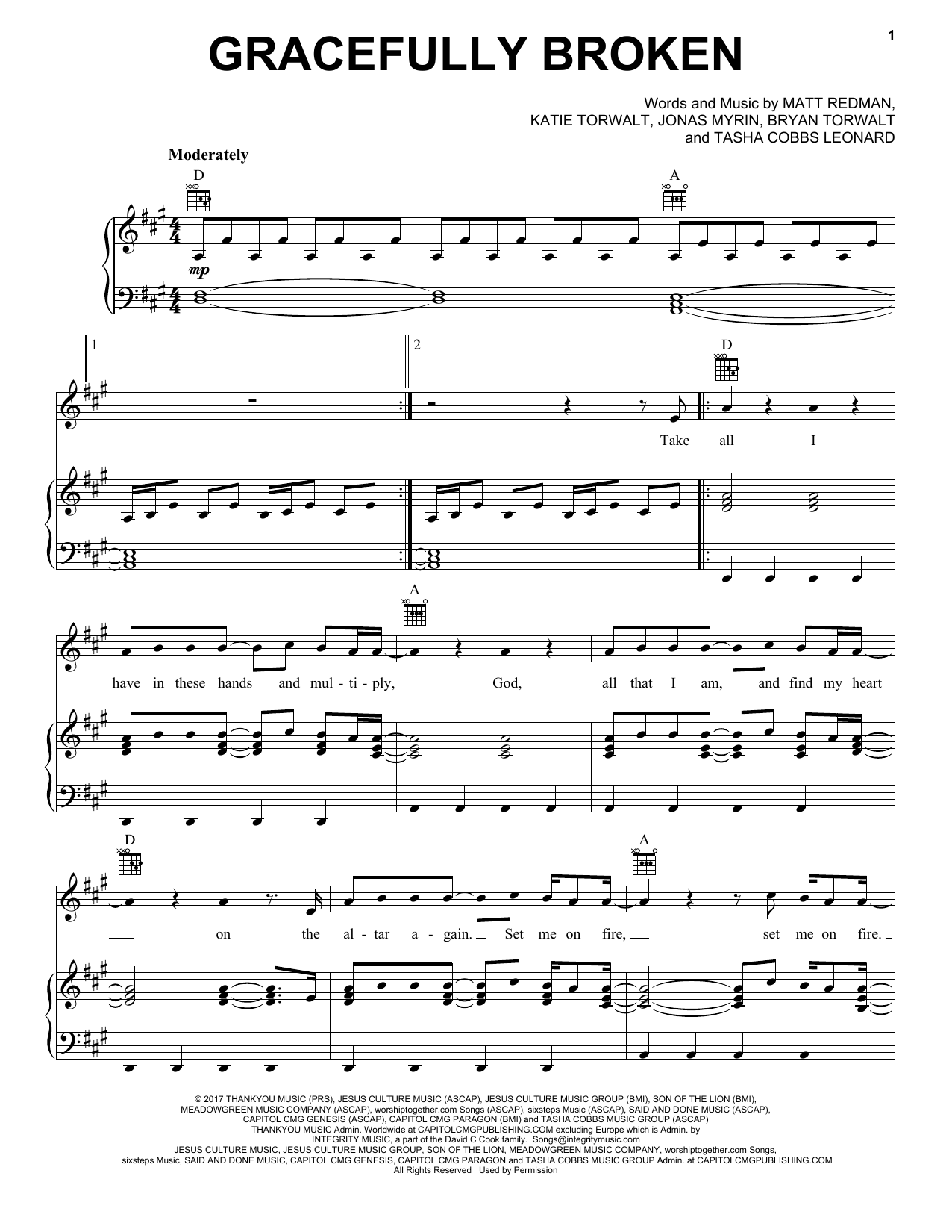 Matt Redman Gracefully Broken sheet music notes and chords. Download Printable PDF.