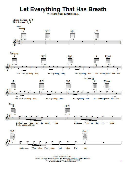 Matt Redman Let Everything That Has Breath sheet music notes and chords. Download Printable PDF.