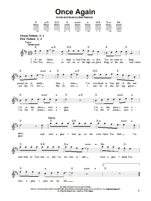 Matt Redman Once Again sheet music notes and chords. Download Printable PDF.