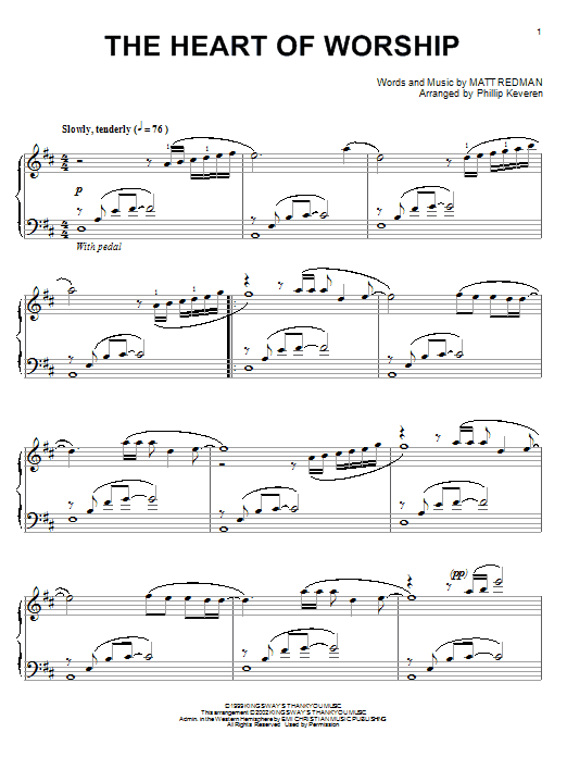 Learn to play Matt Redman The Heart Of Worship sheet music for Piano Solo in minutes. Price: 7.8900$ Matt Redman The Heart Of Worship sheet music notes and chords arranged for Piano Solo