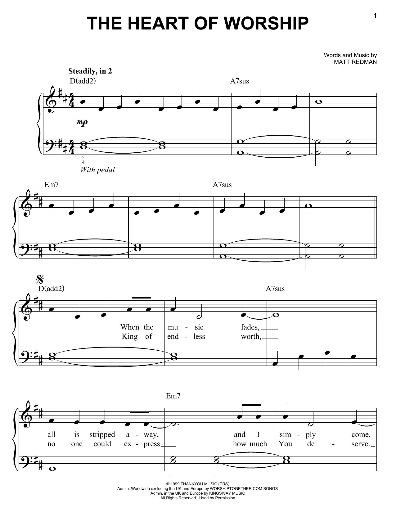 Matt Redman The Heart Of Worship sheet music notes and chords. Download Printable PDF.