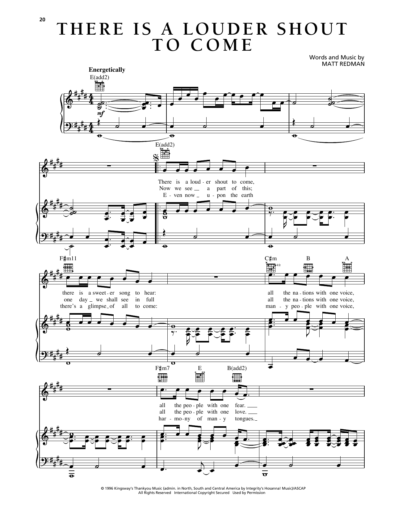 Matt Redman There Is A Louder Shout To Come sheet music notes and chords arranged for Piano, Vocal & Guitar Chords (Right-Hand Melody)