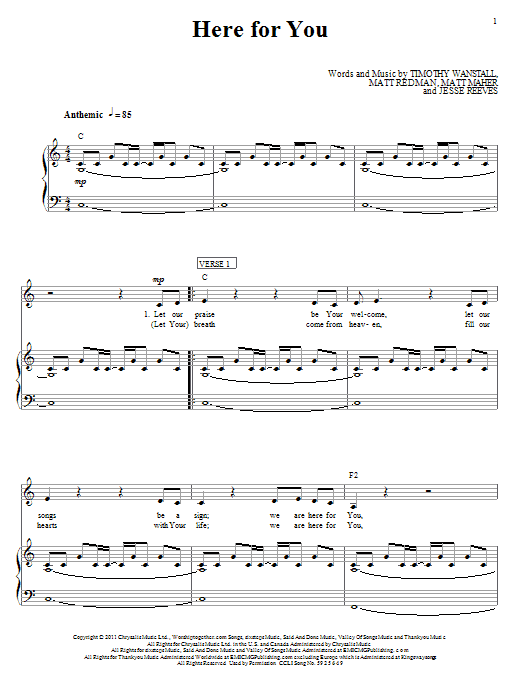 Learn to play Matt Redman We Are Here For You sheet music for Piano, Vocal & Guitar Chords (Right-Hand Melody) in minutes. Price: 7.8900$ Matt Redman We Are Here For You sheet music notes and chords arranged for Piano, Vocal & Guitar Chords (Right-Hand Melody)
