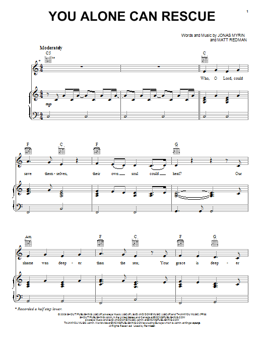 Matt Redman You Alone Can Rescue sheet music notes and chords. Download Printable PDF.