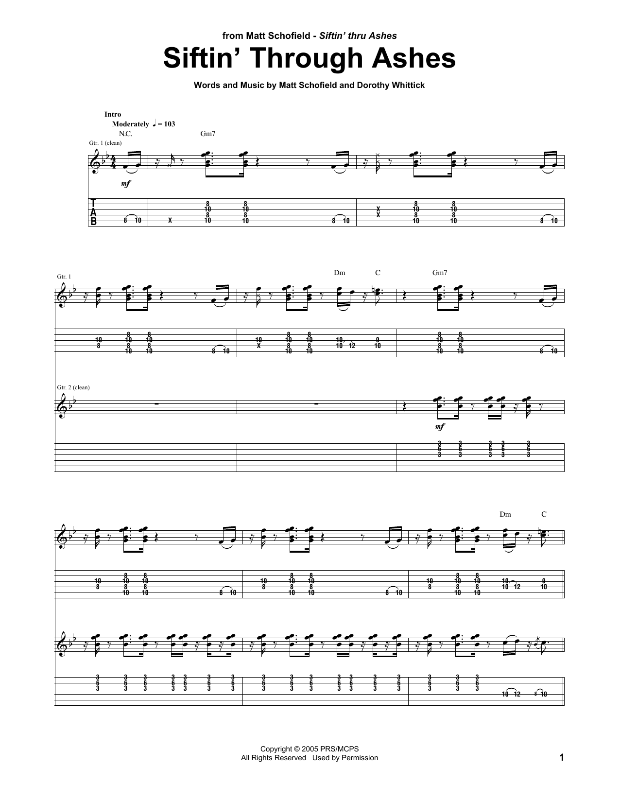 Matt Schofield Siftin' Through Ashes sheet music notes and chords. Download Printable PDF.