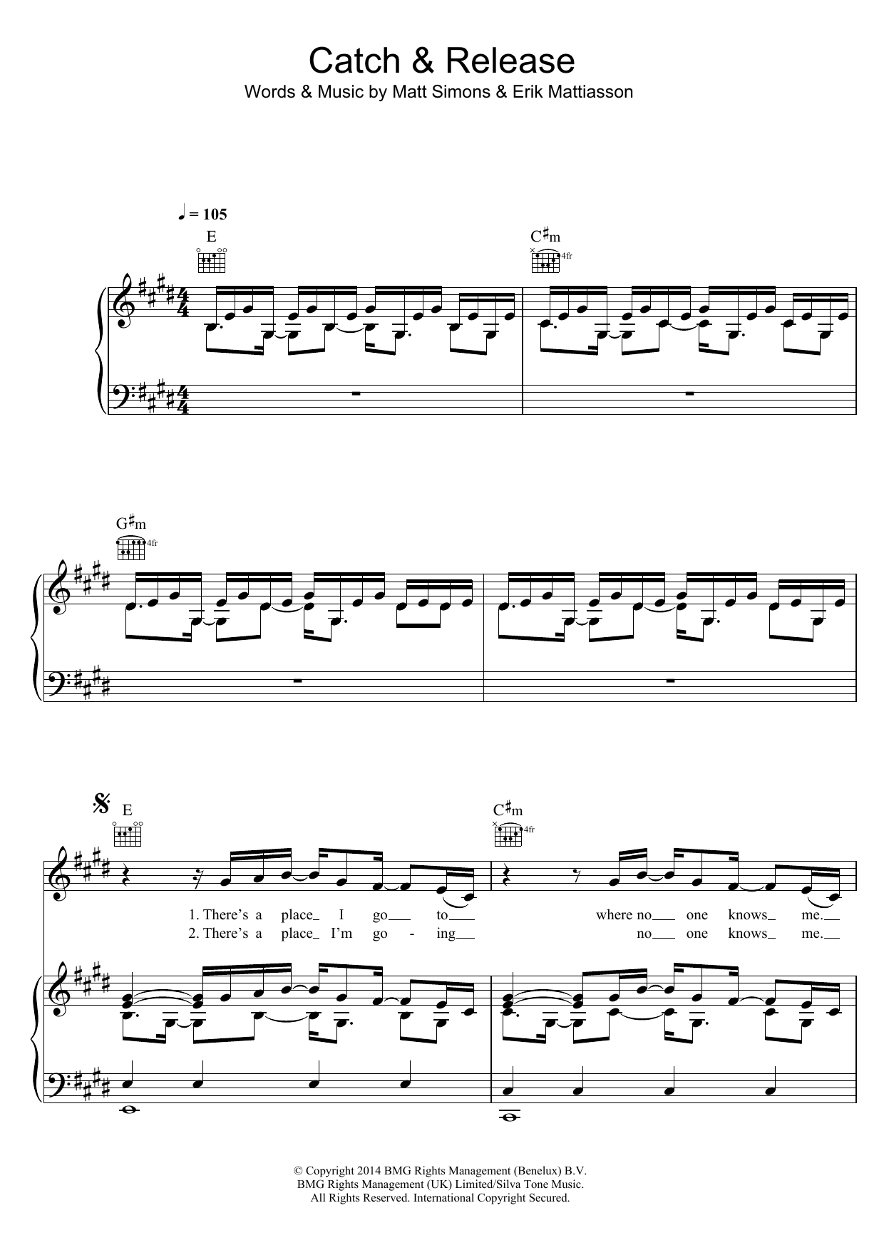 Matt Simons Catch & Release sheet music notes and chords. Download Printable PDF.